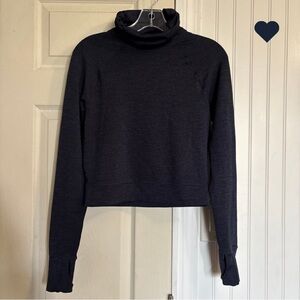 Prana Gleason Crop Pullover Navy Blue Activewear Long Sleeve Top Heathered